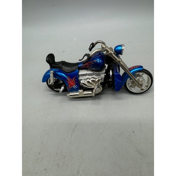 Miniature Blue & Black Die-Cast Motorcycle Model With Red claw marks Design READ - Picture 3 of 4